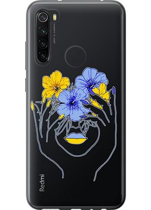 Чохол 2d пластиковий патріотичний на телефон xiaomi redmi note 8 дівчина v4 "5276t-1787-58250"
