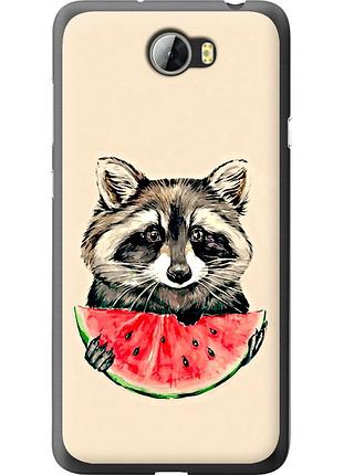 Чохол 2d пластиковий на телефон huawei y5 ii єнотик з кавуном "4605t-496-58250"