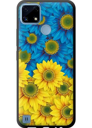 Чехол tpu патриотический на телефон realme c21 жёлто-голубые цветы "1048b-2321-58250"