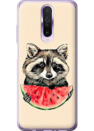Чохол 2d пластиковий на телефон xiaomi redmi k30 єнотик з кавуном "4605t-1836-58250"