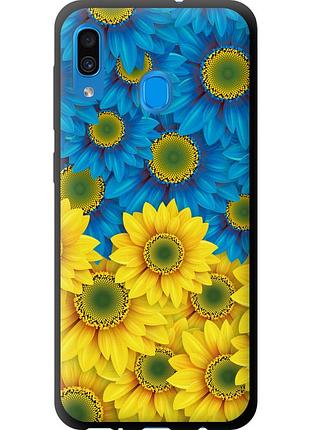 Чохол tpu патріотичний на телефон samsung galaxy a20 2019 a205f жовто-блакитні квіти "1048b-1761-58250"