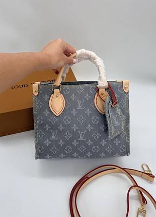 Louis vuitton onthego pm in blue monogram denim