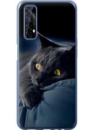 Чехол 2d пластиковый на телефон realme 7 дымчатый кот "825t-2081-58250"