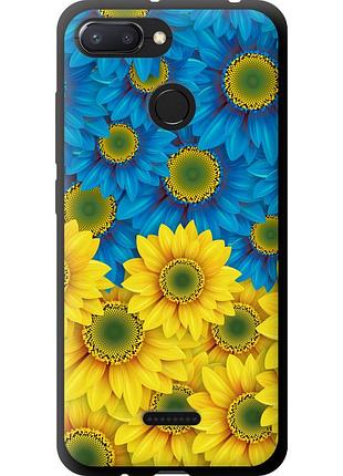 Чехол tpu патриотический на телефон xiaomi redmi 6 жёлто-голубые цветы "1048b-1521-58250"