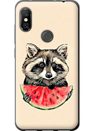 Чехол силиконовый на телефон xiaomi redmi note 6 pro енотик с арбузом "4605u-1551-58250"