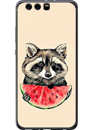 Чехол силиконовый на телефон huawei p10 plus енотик с арбузом "4605u-963-58250"