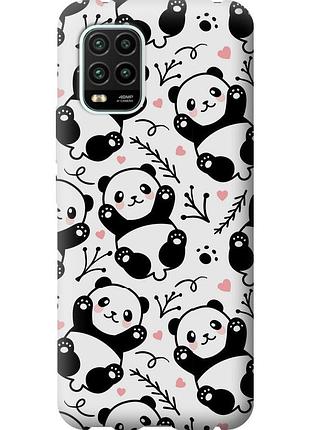 Чехол 2d пластиковый на телефон xiaomi mi 10 lite панды "4318t-1924-58250"
