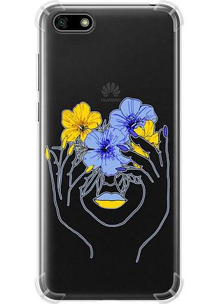 Чохол силіконовий протиударний с посиленими кутами патріотичний на телефон huawei y5 2018 дівчина v4 "5276sp-1500-58250"