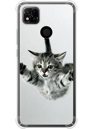 Чехол силикон с усиленными углами на телефон xiaomi redmi 9c летящий котёнок "2322sp-2035-58250"