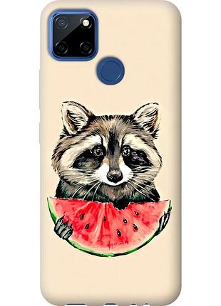 Чехол 2d пластиковый на телефон realme 7i енотик с арбузом "4605t-2486-58250"