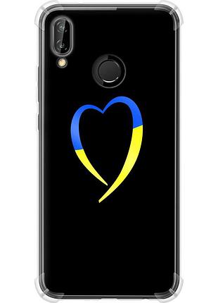 Чехол силикон с усиленными углами патриотический на телефон huawei p20 lite жёлто-голубое сердце "885sp-1410-58250"