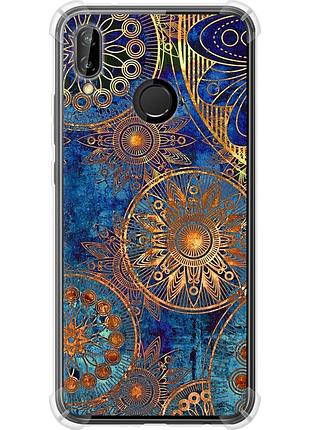 Чохол силіконовий протиударний с посиленими кутами на телефон huawei p20 lite золотий візерунок "678sp-1410-58250"