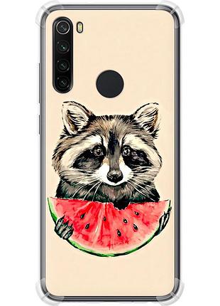Чохол силіконовий протиударний с посиленими кутами на телефон xiaomi redmi note 8 єнотик з кавуном "4605sp-1787-58250"