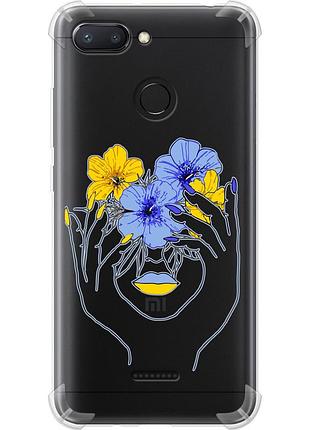 Чехол силикон с усиленными углами патриотический на телефон xiaomi redmi 6 девушка v4 "5276sp-1521-58250"