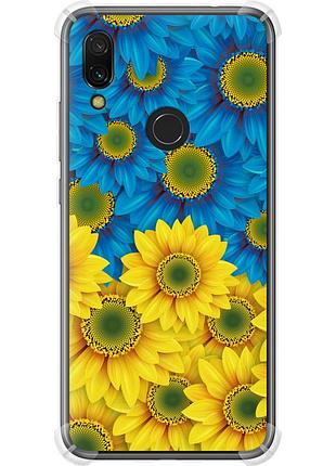 Чехол силикон с усиленными углами патриотический на телефон xiaomi redmi 7 жёлто-голубые цветы "1048sp-1669-58250"