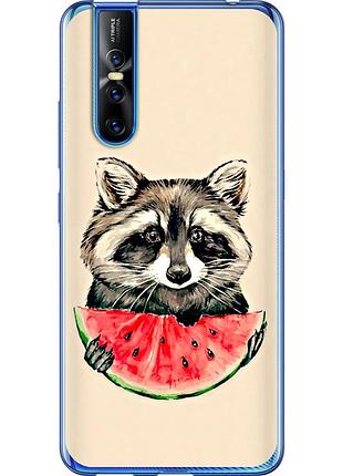 Чехол силиконовый на телефон vivo v15 pro енотик с арбузом "4605u-1763-58250"