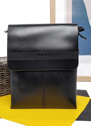 Чоловіча сумка крос-боді штучна шкіра чорний арт.6682-3 black polo (китай)