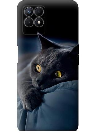 Чехол силиконовый на телефон realme 8i дымчатый кот "825u-2518-58250"