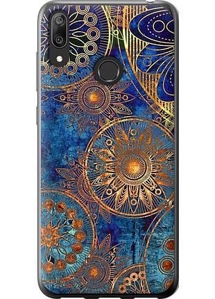 Чехол силиконовый на телефон huawei y7 2019 золотой узор "678u-1638-58250"