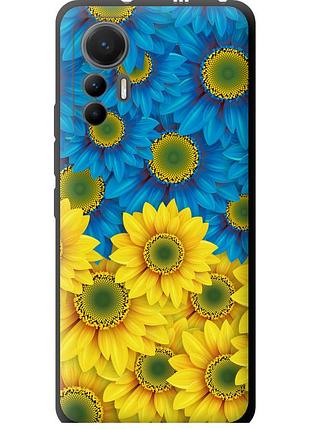 Чехол tpu патриотический на телефон xiaomi 12 lite жёлто-голубые цветы "1048b-2579-58250"