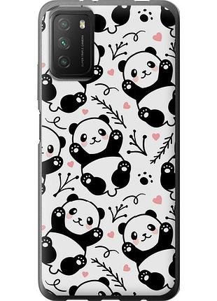 Чехол 2d пластиковый на телефон xiaomi poco m3 панды "4318t-2200-58250"