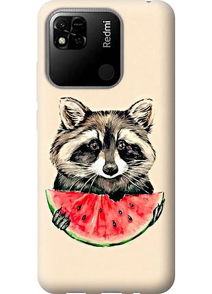 Чохол 2d пластиковий на телефон xiaomi redmi 10a єнотик з кавуном "4605t-2578-58250"
