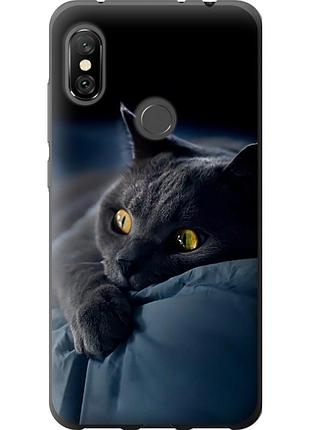 Чехол силиконовый на телефон xiaomi redmi note 6 pro дымчатый кот "825u-1551-58250"