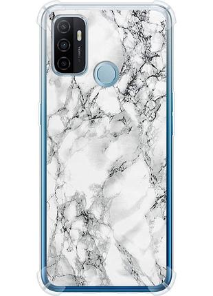 Чехол силикон с усиленными углами на телефон oppo a53 мрамор белый "4480sp-568-58250"