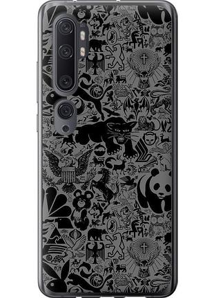 Чохол силіконовий на телефон xiaomi mi note 10 чорно-сірий стікер бомбінг "2432u-1820-58250"