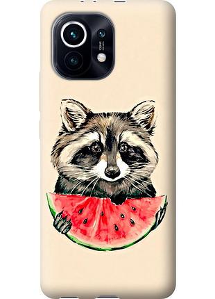 Чохол 2d пластиковий на телефон xiaomi mi 11 єнотик з кавуном "4605t-2253-58250"