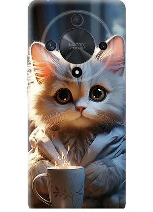 Чехол силиконовый на телефон huawei honor x9b 5g white cat "5646u-3787-58250"