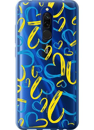 Чохол силіконовий патріотичний на телефон xiaomi redmi 8 серця ua "5292u-1806-58250"