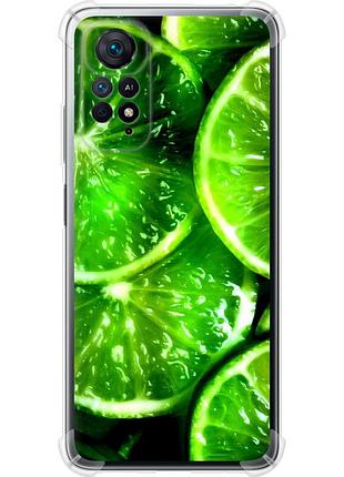 Чехол силикон с усиленными углами на телефон xiaomi redmi note 11 зелёные дольки лимона "852sp-2516-58250"