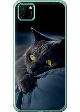 Чехол 2d пластиковый на телефон huawei y5p дымчатый кот "825t-1936-58250"