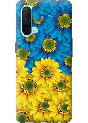 Чехол силиконовый патриотический на телефон oneplus nord ce жёлто-голубые цветы "1048u-2382-58250"