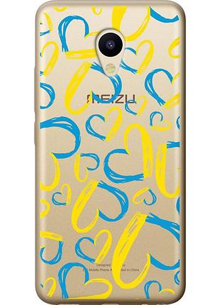 Чохол 2d пластиковий патріотичний на телефон meizu m5 серця ua "5292t-420-58250"