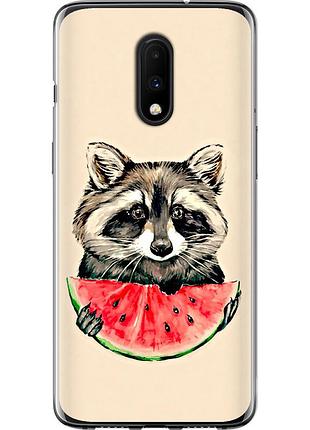 Чохол силіконовий на телефон oneplus 7 єнотик з кавуном "4605u-1740-58250"