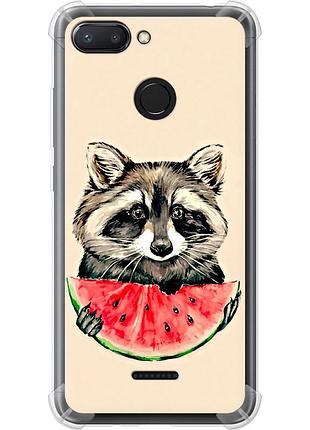 Чехол силикон с усиленными углами на телефон xiaomi redmi 6 енотик с арбузом "4605sp-1521-58250"