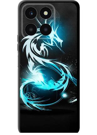 Чохол tpu на телефон huawei honor x6a біло-блакитний вогненний дракон "113b-3340-58250"