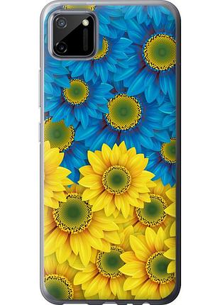 Чехол 2d пластиковый патриотический на телефон realme c11 2020 жёлто-голубые цветы "1048t-2031-58250"