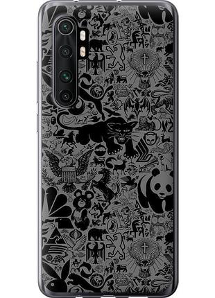 Чехол 2d пластиковый на телефон xiaomi mi note 10 lite чёрно-серый стикер бомбинг "2432t-1937-58250"