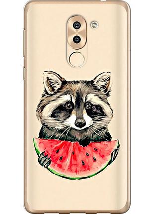 Чехол силиконовый на телефон huawei honor 6x енотик с арбузом "4605u-460-58250"