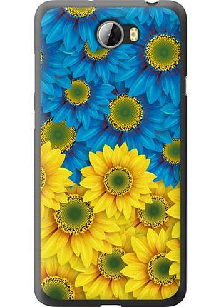 Чохол 2d пластиковий патріотичний на телефон huawei y5 ii жовто-блакитні квіти "1048t-496-58250"