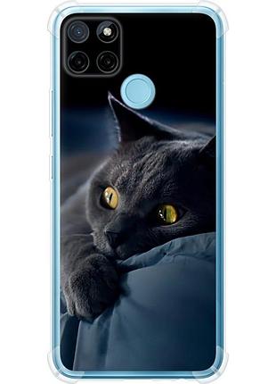 Чехол силикон с усиленными углами на телефон realme c21y дымчатый кот "825sp-2472-58250"