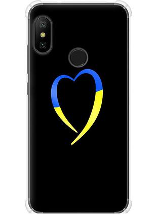 Чехол силикон с усиленными углами патриотический на телефон xiaomi mi a2 lite жёлто-голубое сердце "885sp-1522-58250"