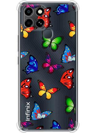 Чехол силикон с усиленными углами на телефон infinix smart 6 красочные мотыльки "4761sp-2758-58250"