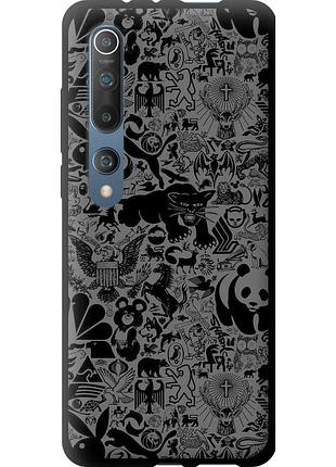 Чохол tpu на телефон xiaomi mi 10 чорно-сірий стікер бомбінг "2432b-1860-58250"