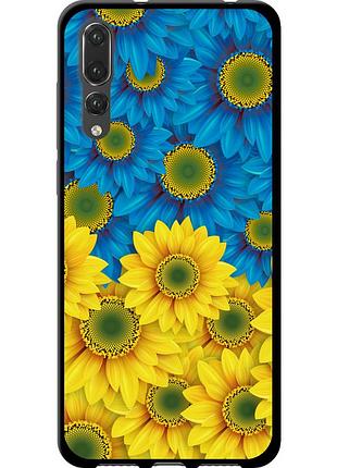 Чехол tpu патриотический на телефон huawei p20 pro жёлто-голубые цветы "1048b-1470-58250"