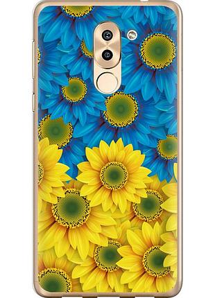 Чехол силиконовый патриотический на телефон huawei honor 6x жёлто-голубые цветы "1048u-460-58250"