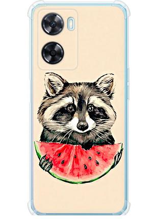 Чохол силіконовий протиударний с посиленими кутами на телефон oppo a57s єнотик з кавуном "4605sp-2931-58250"